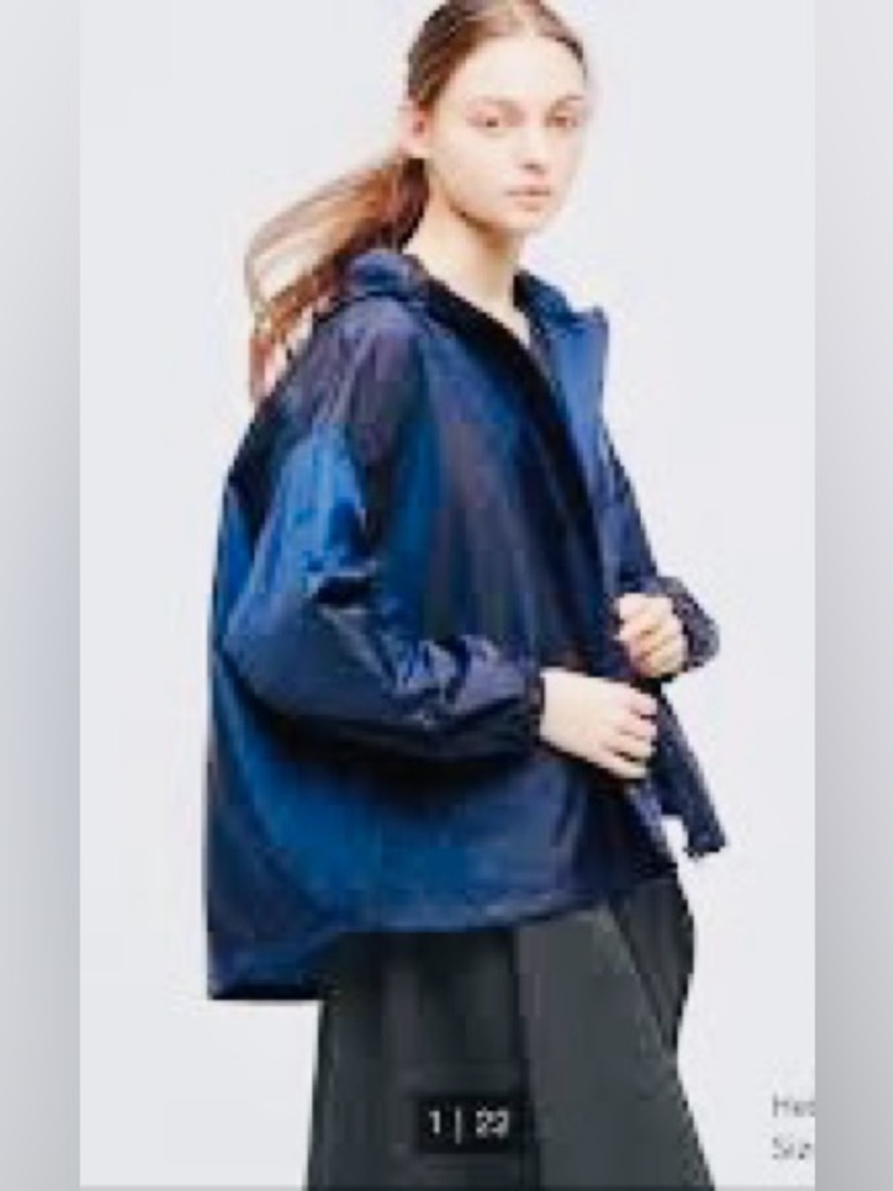 NWOT Theory x Uniqlo Iridescent Blue Hooded Oversized Windbreaker jacket Small